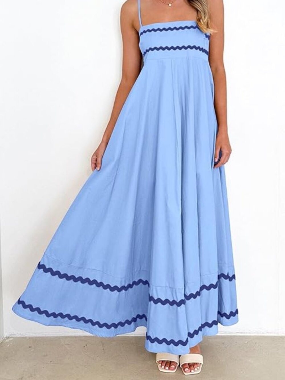 Women's 2026 Summer Flowy Maxi Dress Casual Sleeveless Spaghetti Strap Ruffle Be